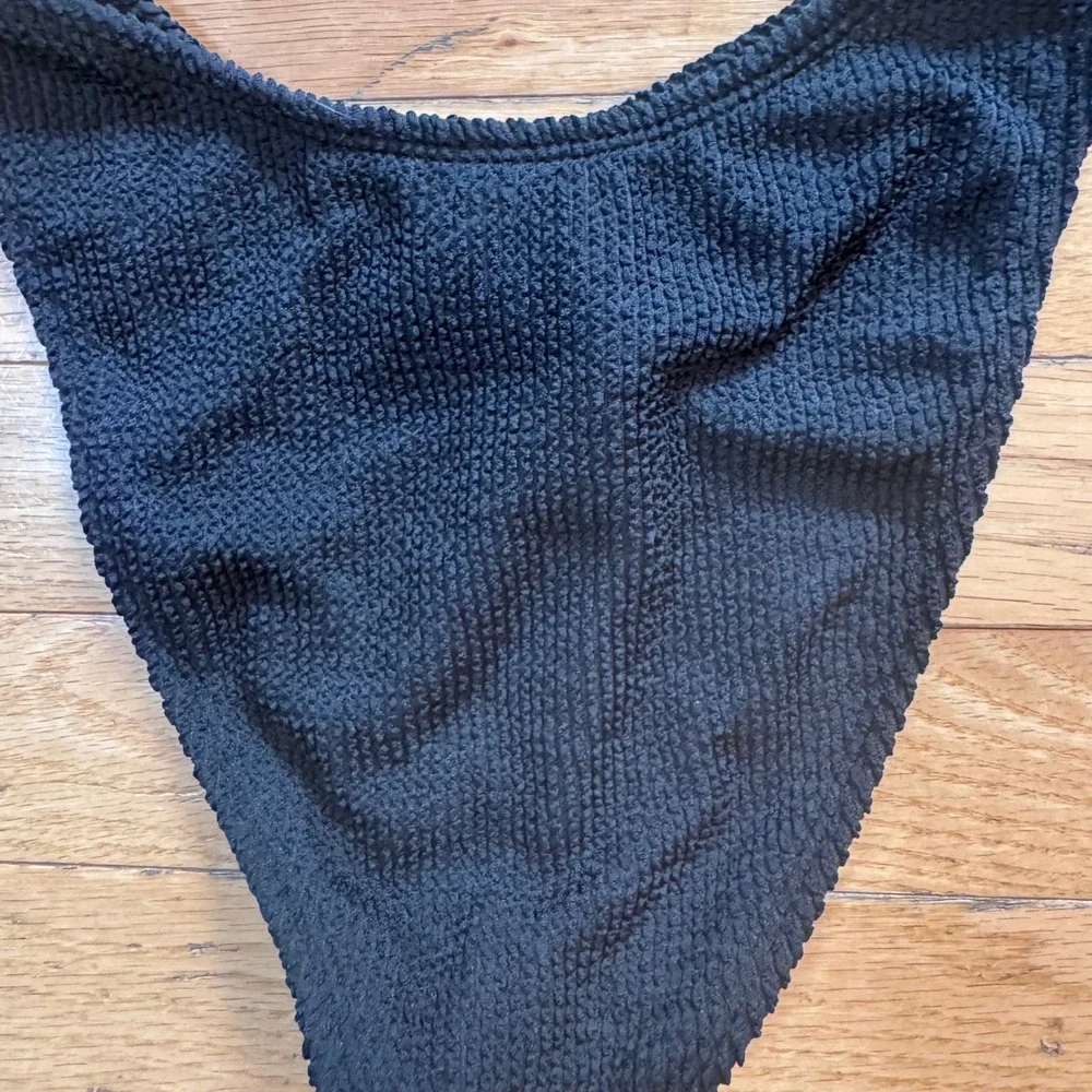 Wild Fable Black Smocked Extra High Leg Cheeky Bikini Bottom XS NWT